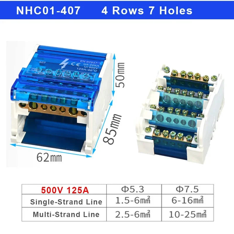 207 211 407 Din Rail Terminal Blocks Modular Screw Connection Power Distribution Block Box Universal Electric Wire Junction Box