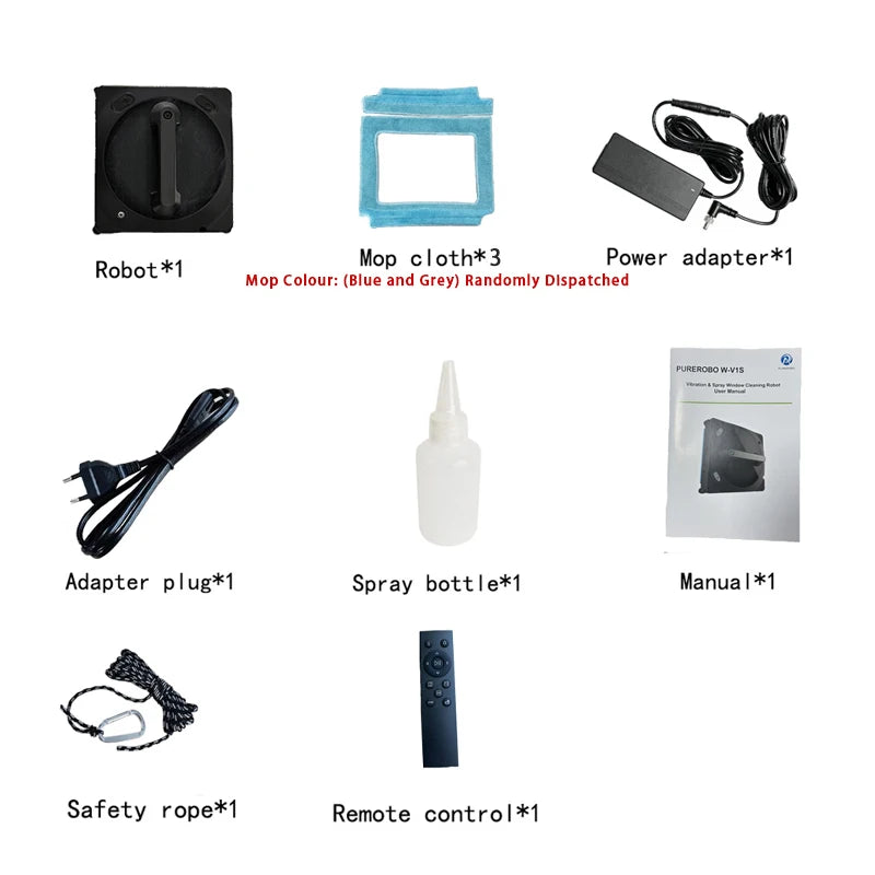 Robot Window Cleaner Purerobo W-V1S With Vibration&Dual Water Spray，High Vacuum Suction，Home Glass Cleaning Window Cleaner Robot