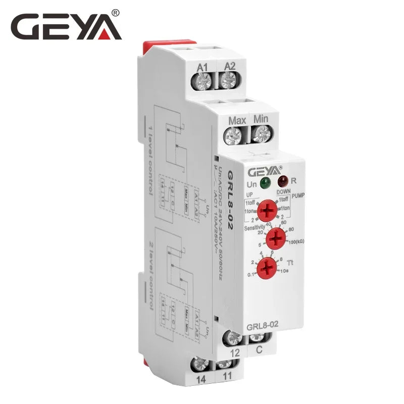 GEYA GRL8 Liquid Level Control Relay Electronic Liquid Level Controller 10A  AC/DC24V-240V