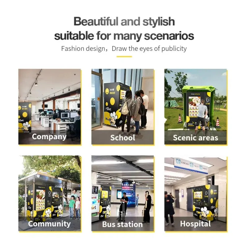 Customized Commercial Robot Warm Hot Food Self Service Hamburger Sandwich Vending Machine Touch Screen