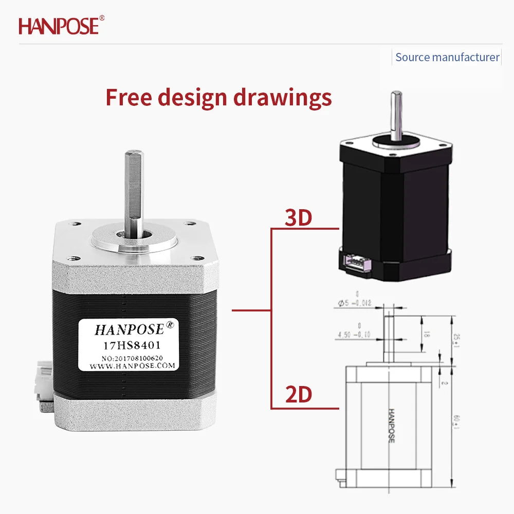 Precision stepper motor 3.24V 1.8A two-phase four wire NEMA17 17HS8401 Automation equipment Robot joint