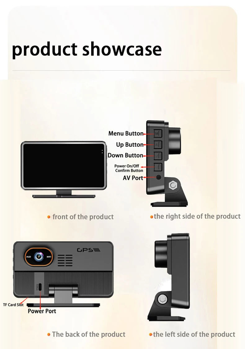 New Smart Car Built-in GPS Plug and Play HD Dash Cam Head-Up Display All-in-One with Wireless WiFi Connectivity