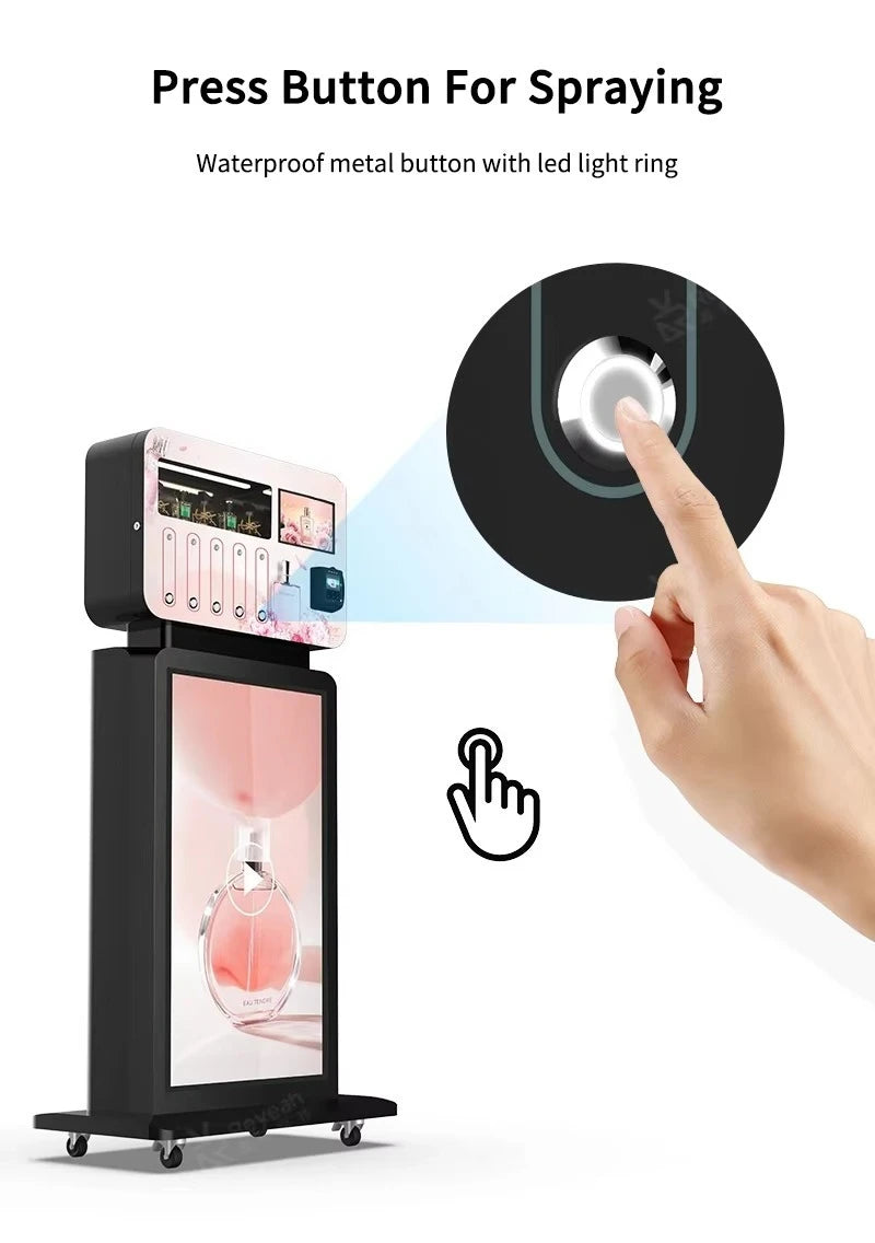 High Efficiency Customized Commercial Street Freestanding Perfume Spraying Fully Automatic Vending Machine