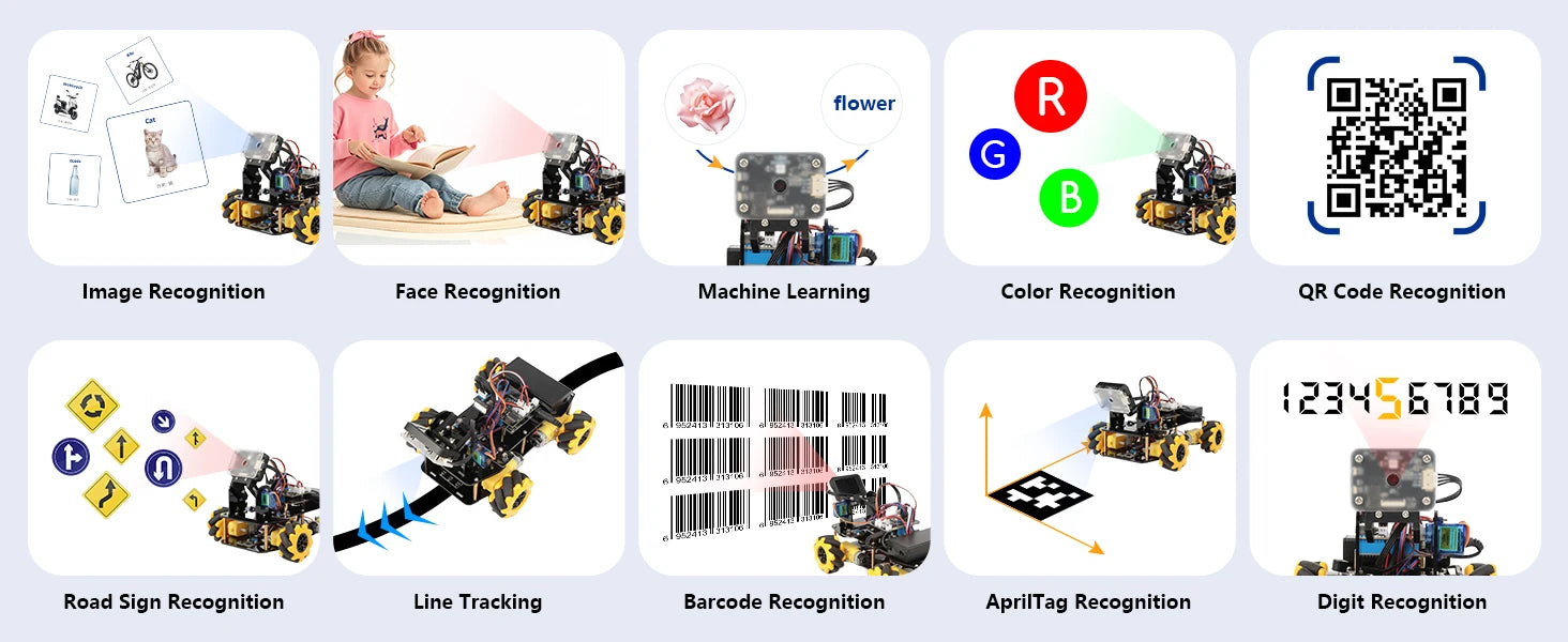 ACEBOTT AI Robot Car Kit with Real-Time Object Detection and Tracking for Arduino Smart Robotics Programming Kit