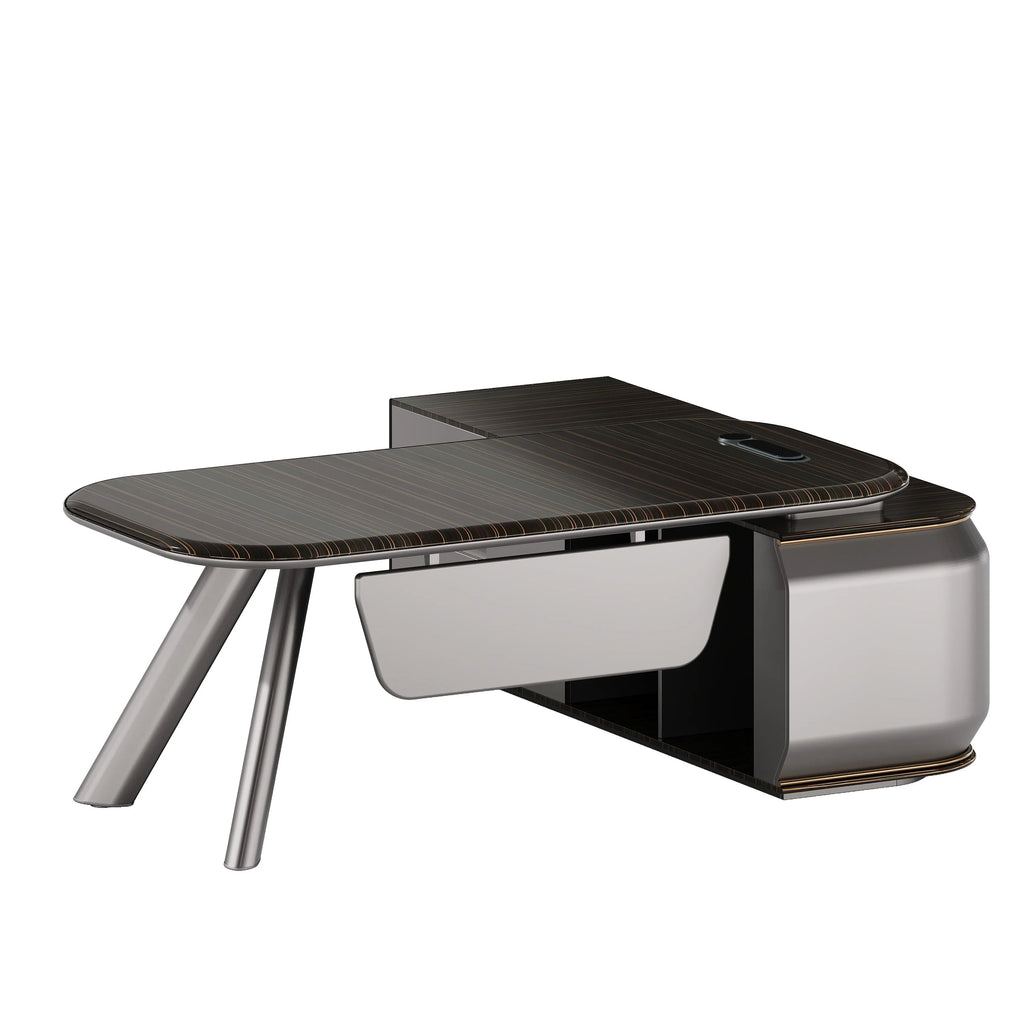 High-End Luxury Extendable L-Shaped Office Boss Table CEO Computer Desk File Cabinet Luxury Work Desk Office Building