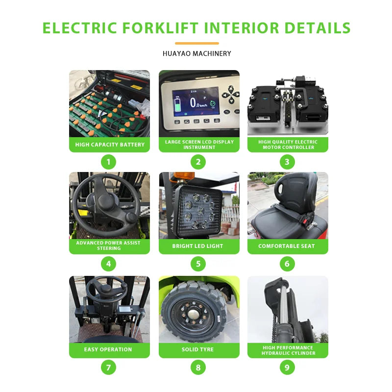 Industrial Electric Forklift 1.5 Ton 3m Lift Height All Terrain Forklift for Warehouse Material Handling Lifting Equipment