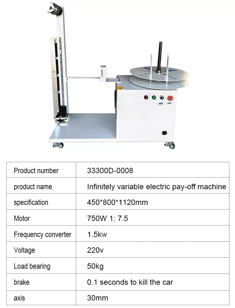 Automatic Cable wire feeding machine continuously variable speed pay-off machine