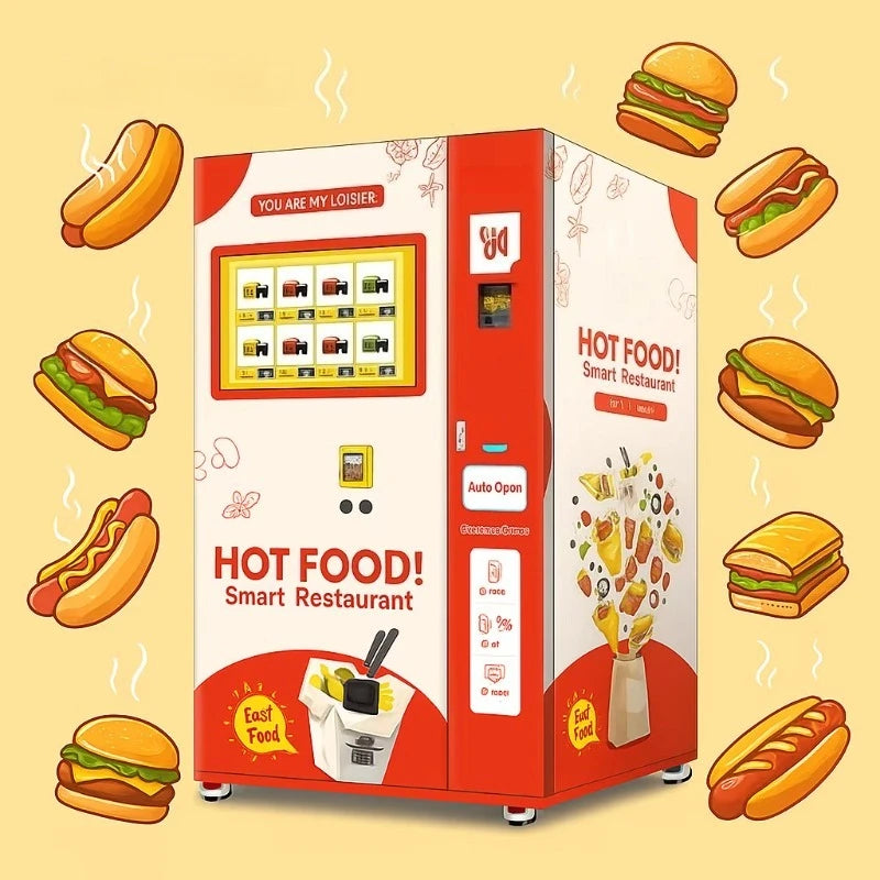 Customized Commercial Robot Warm Hot Food Self Service Hamburger Sandwich Vending Machine Touch Screen