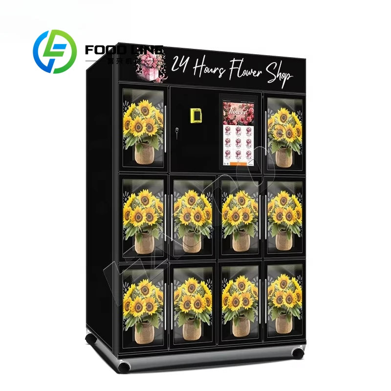 Automated Smart Flower Kiosk with Temperature Control Flower-Shaped Fresh Flowers Dispenser for Commercial Locations