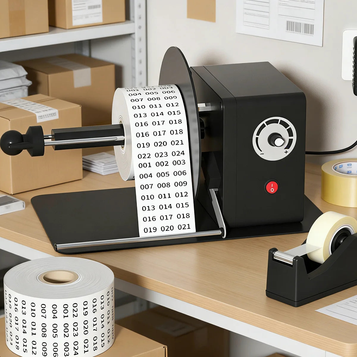 Automatic Label Rewinder Stepless Speed Adjustable Label Dispenser Industrial Grade Label Printer Accessory for Barcode,Sticker
