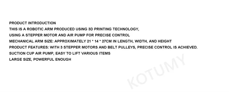High-Precision Manipulator Robotic Arm Claw With Stepper Motor Mechanical Arm With Control Belt Limit With Suction Cup