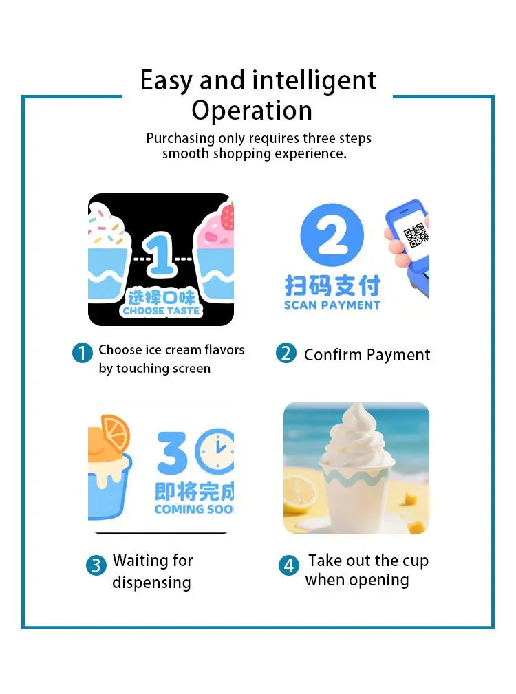 Customized Remote-Managed Ice Cream Vending Machine Factory Direct Smart Management High Output Cooling Safe Use For Business