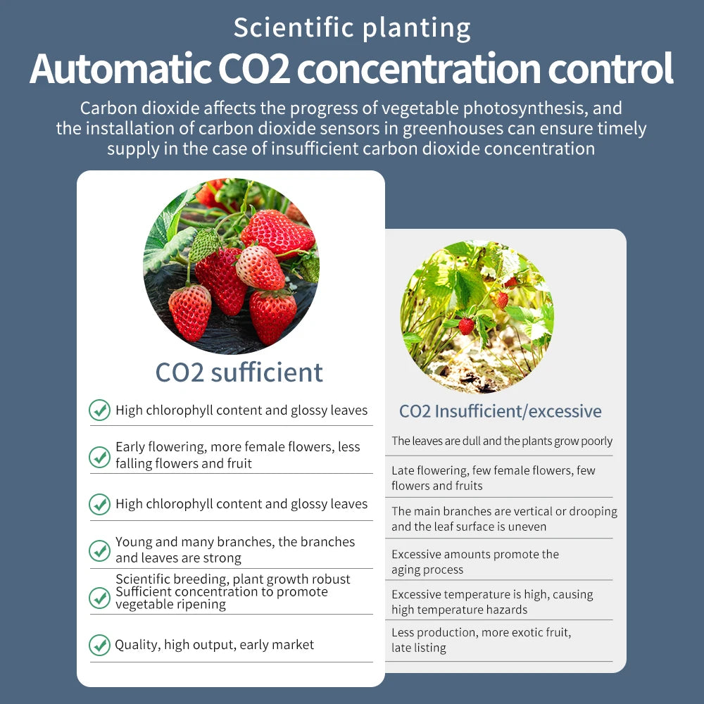 AGc12 CO2 Carbon Dioxide Controller Dual Channel Automatic Greenhouse Plants CO2 Concentration Control Pressure Regulator US EU