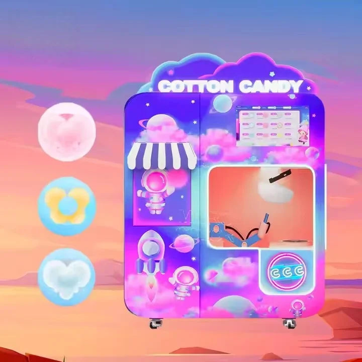Cotton Candy Machine Robot Factory Customized Commercial Fully Automatic Vending Machine for Shopping Mall Multi-Flavor