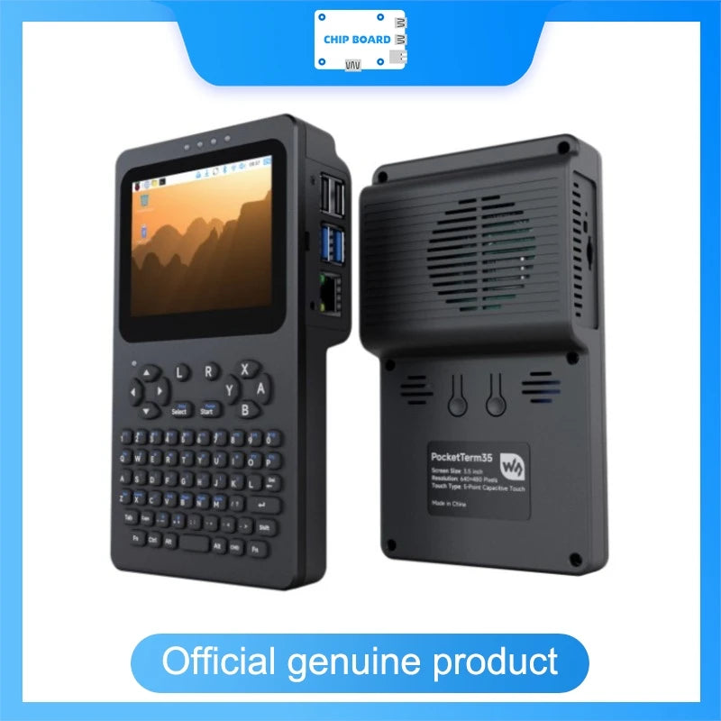 Waveshare portable handheld Linux terminal, 3.5inch 640×480 touch screen, optical bonding, for Rasp Pi 4B/5 dev & debug tool