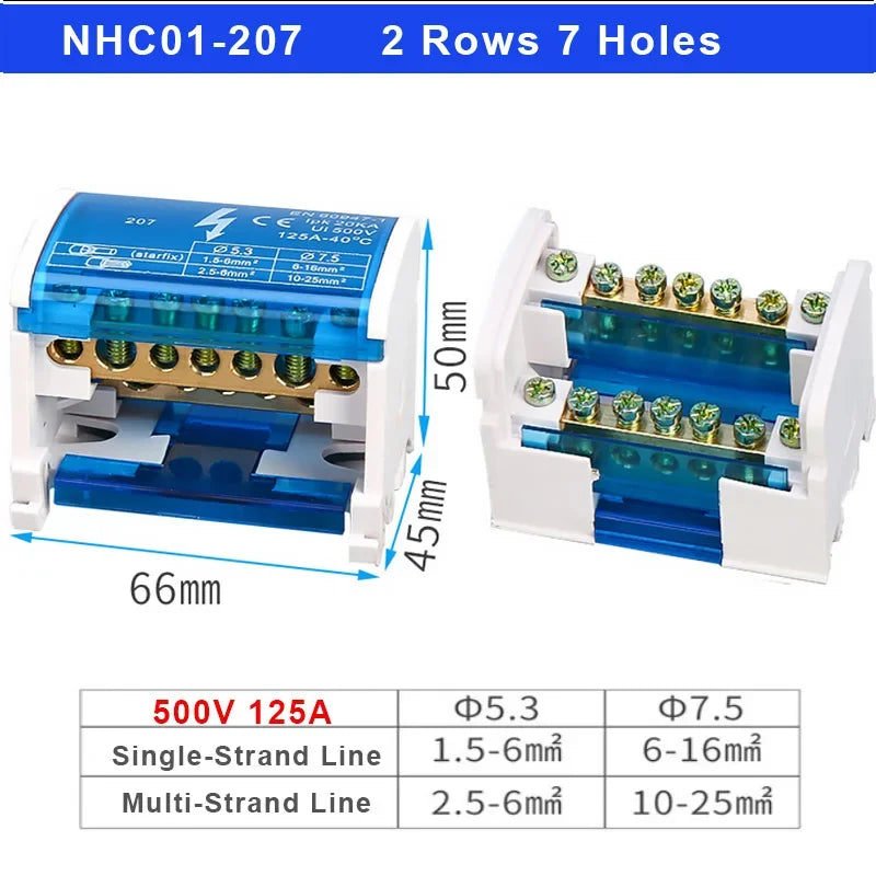 207 211 407 Din Rail Terminal Blocks Modular Screw Connection Power Distribution Block Box Universal Electric Wire Junction Box