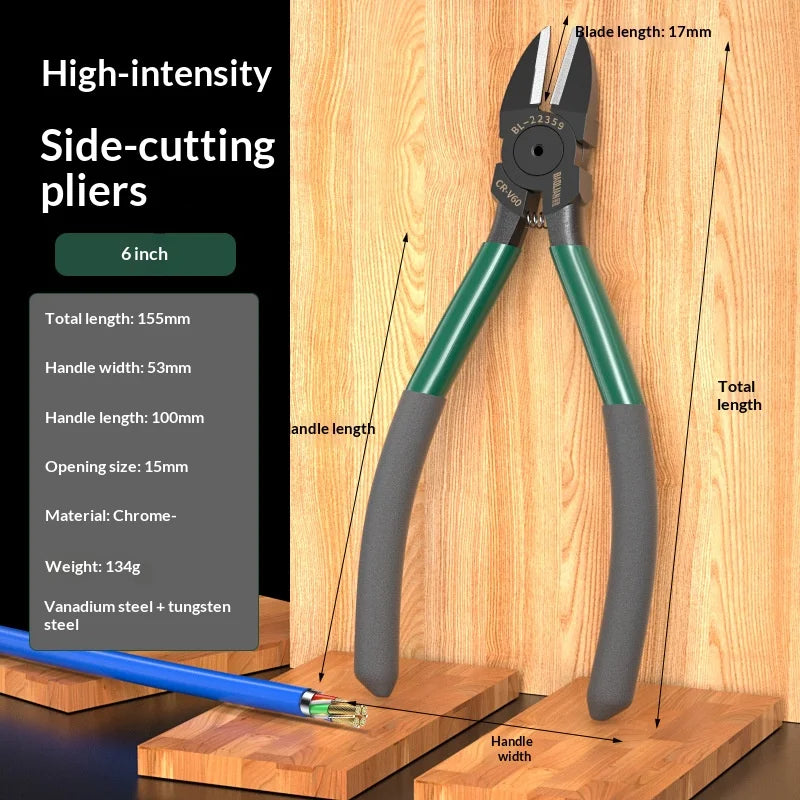Industrial Thousand a for Electrician Wires Terminals Special Pliers Mouth Cutters High Side Small Diagonal Grade Hardness Abi