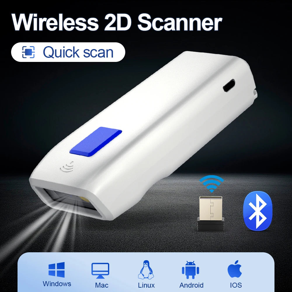 NETUM Bluetooth barcode Scanner Portable 2D barcode reader for express delivery and logistics wireless 2.4G USB connection