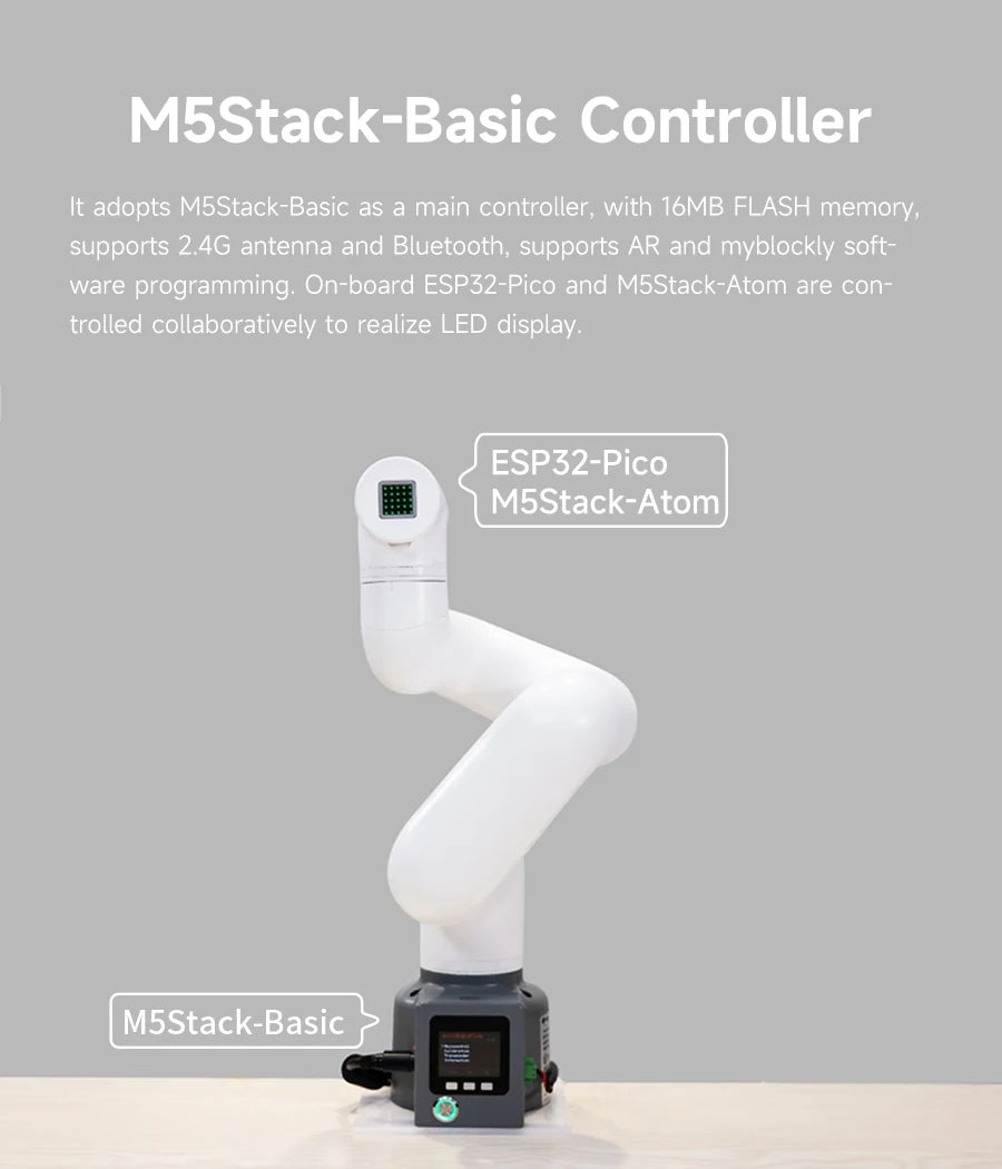 myCobot 320 M5 Robotic Arm 7DOF Collaborative Robot 1KG Load Support APP Control ROS2 Simulation Python C JavaScript Programming