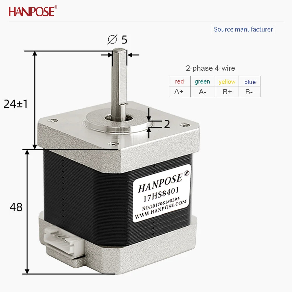 Precision stepper motor 3.24V 1.8A two-phase four wire NEMA17 17HS8401 Automation equipment Robot joint