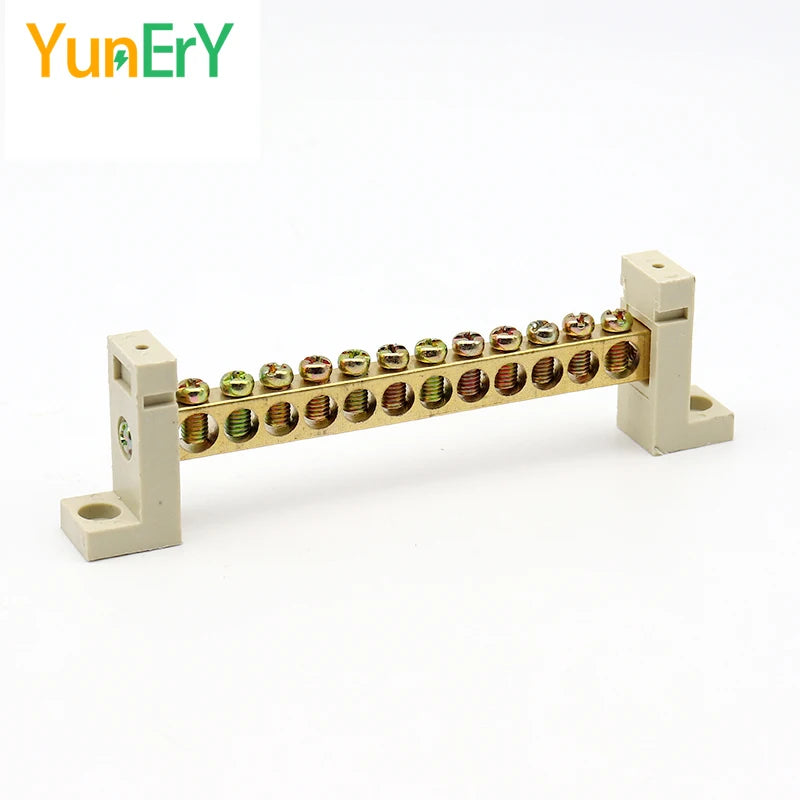 DIN Rail Terminal Block High Bridge Type Ground Bar 5/7/10/12 Holes Electrical Connector Distribution Box Neutral Terminal