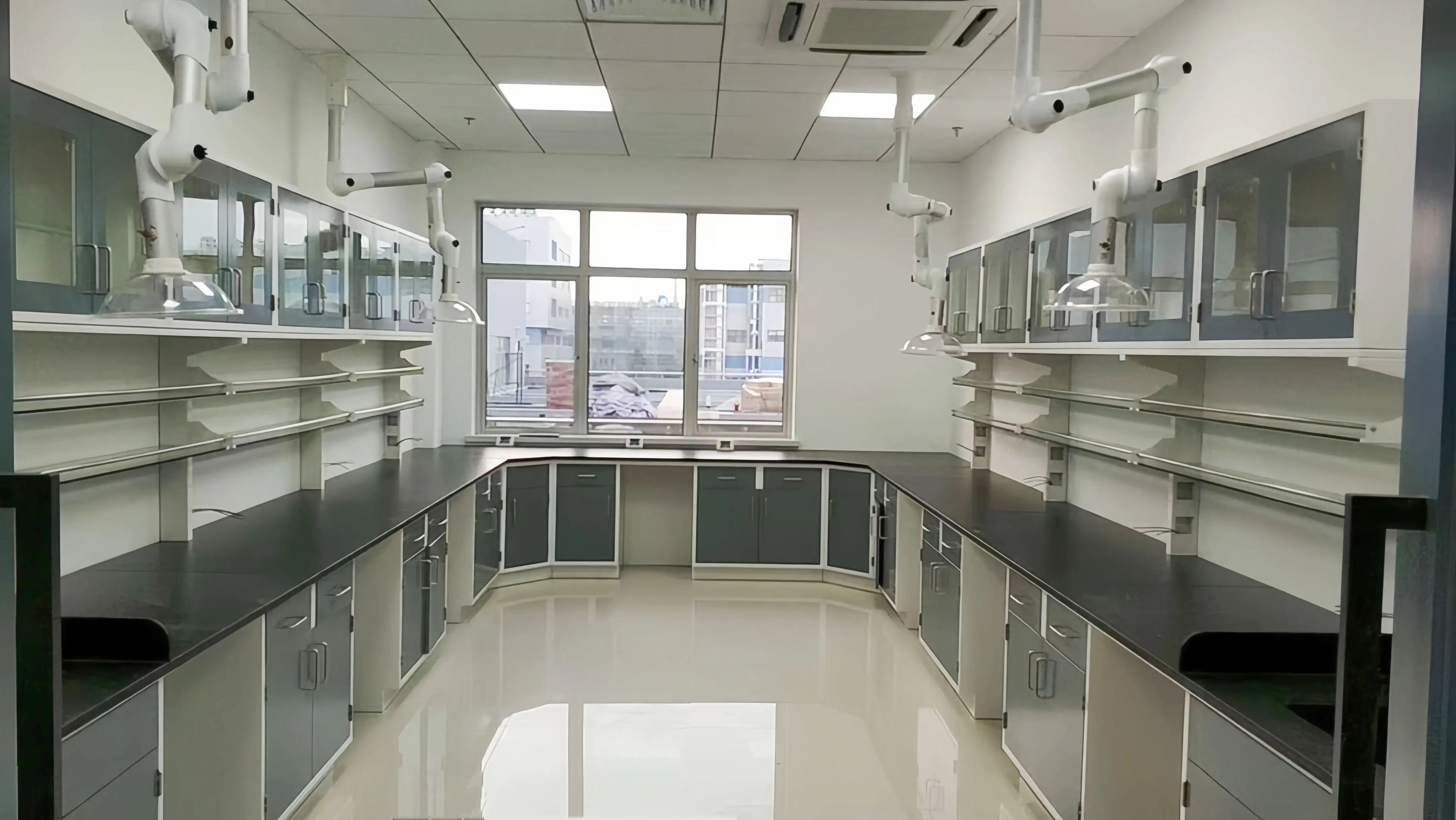 Chemical Resistance Laboratory Furniture Lab Benches Work Bench Lab Workstation With Shelves And Sink