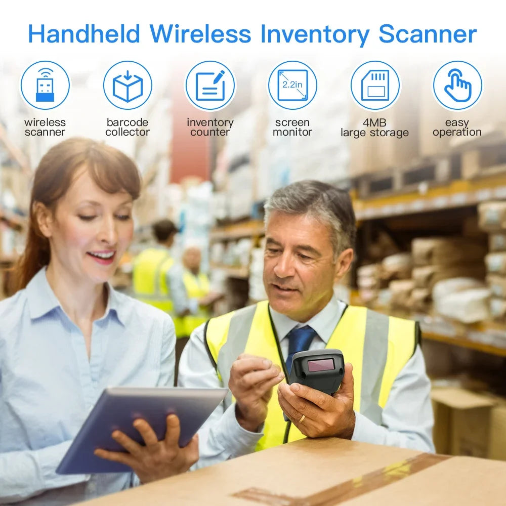 Eyoyo PDT6000 1D Barcode Scanner | 2.2" TFT Screen & 120m Wireless Range | Data Collector & Inventory Counter with USB Receiver
