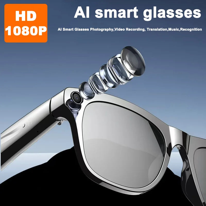 HD Camera 1080P AI Smart Glasses Multifunctional Variable color Bluetooth Call Voice Assistant Music Player Smart Translation ﻿