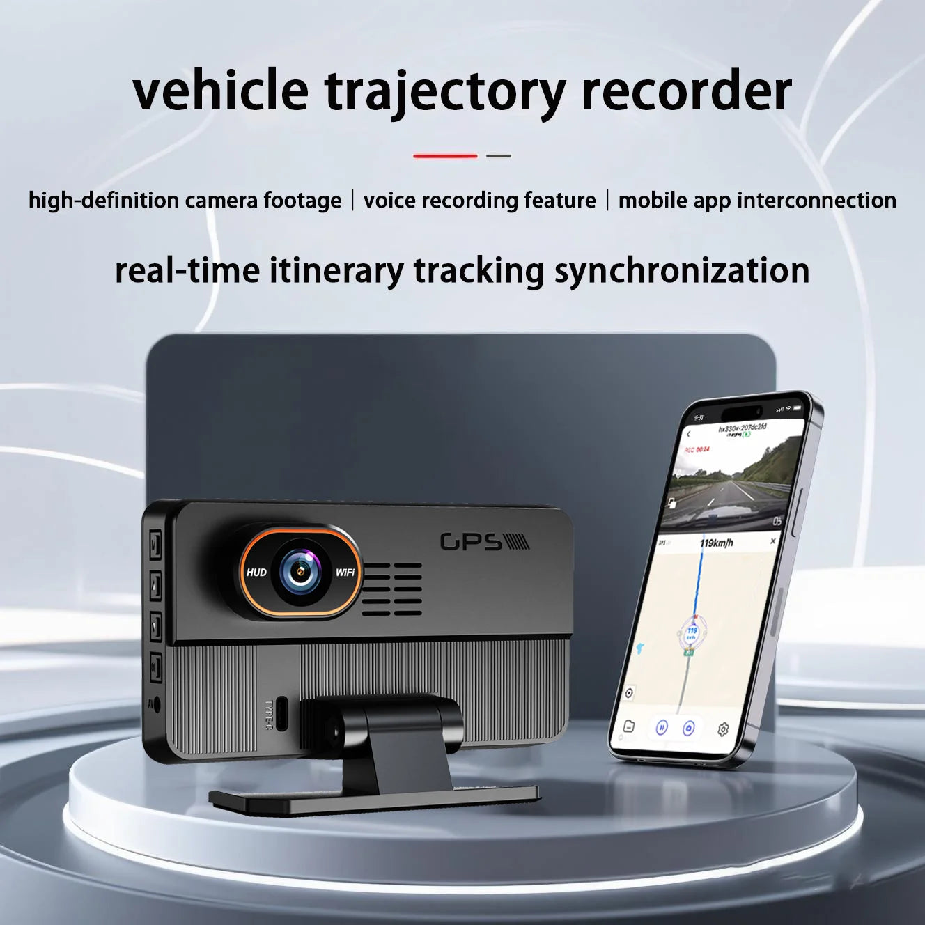 New Smart Car Built-in GPS Plug and Play HD Dash Cam Head-Up Display All-in-One with Wireless WiFi Connectivity