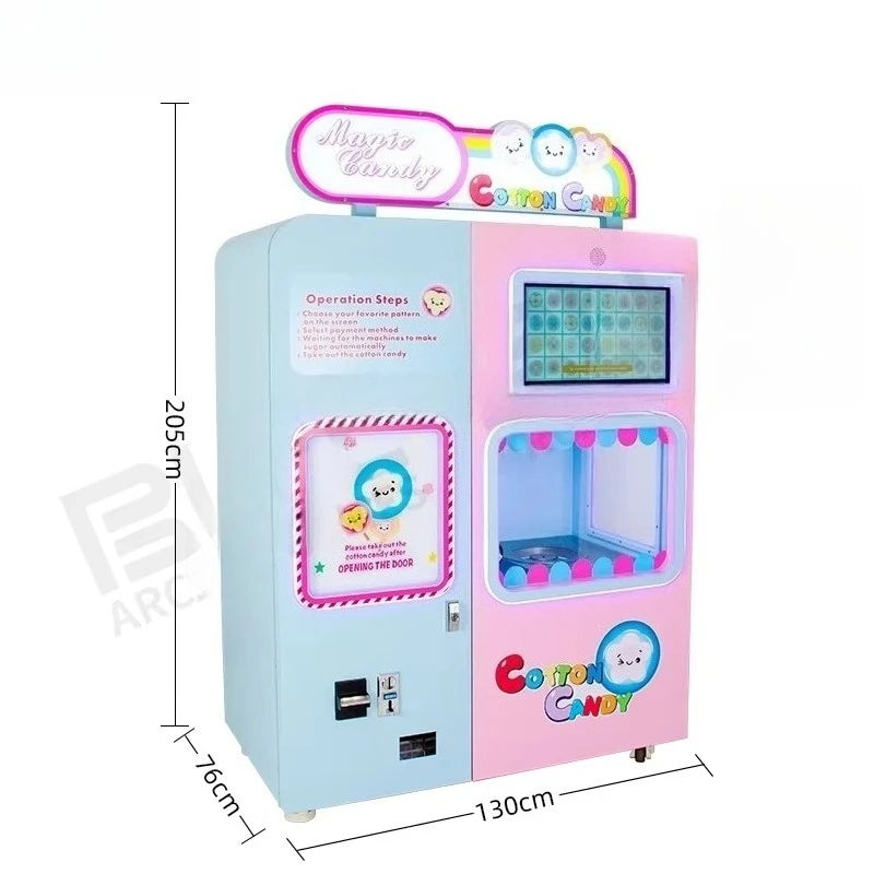 Customized Coin Operated Cotton Candy Vending Machine Automatic Commercial High Profit Mall Business Hot Sale