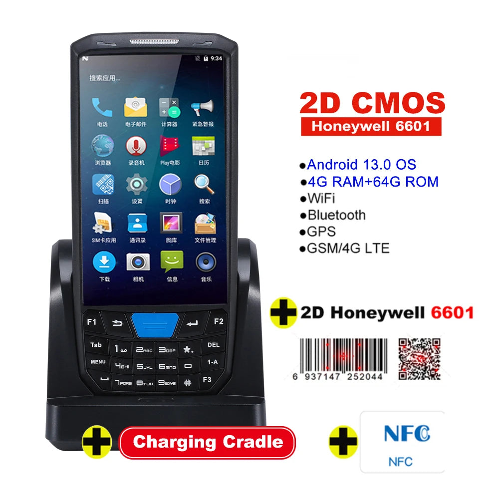 RUGLINE PDA Android Handheld Terminal Honeywell Barcode Scanner 1D 2D QR Portable Data Collector Terminal Device With 4G NFC