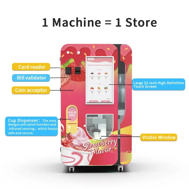 Customized Remote-Managed Ice Cream Vending Machine Factory Direct Smart Management High Output Cooling Safe Use For Business