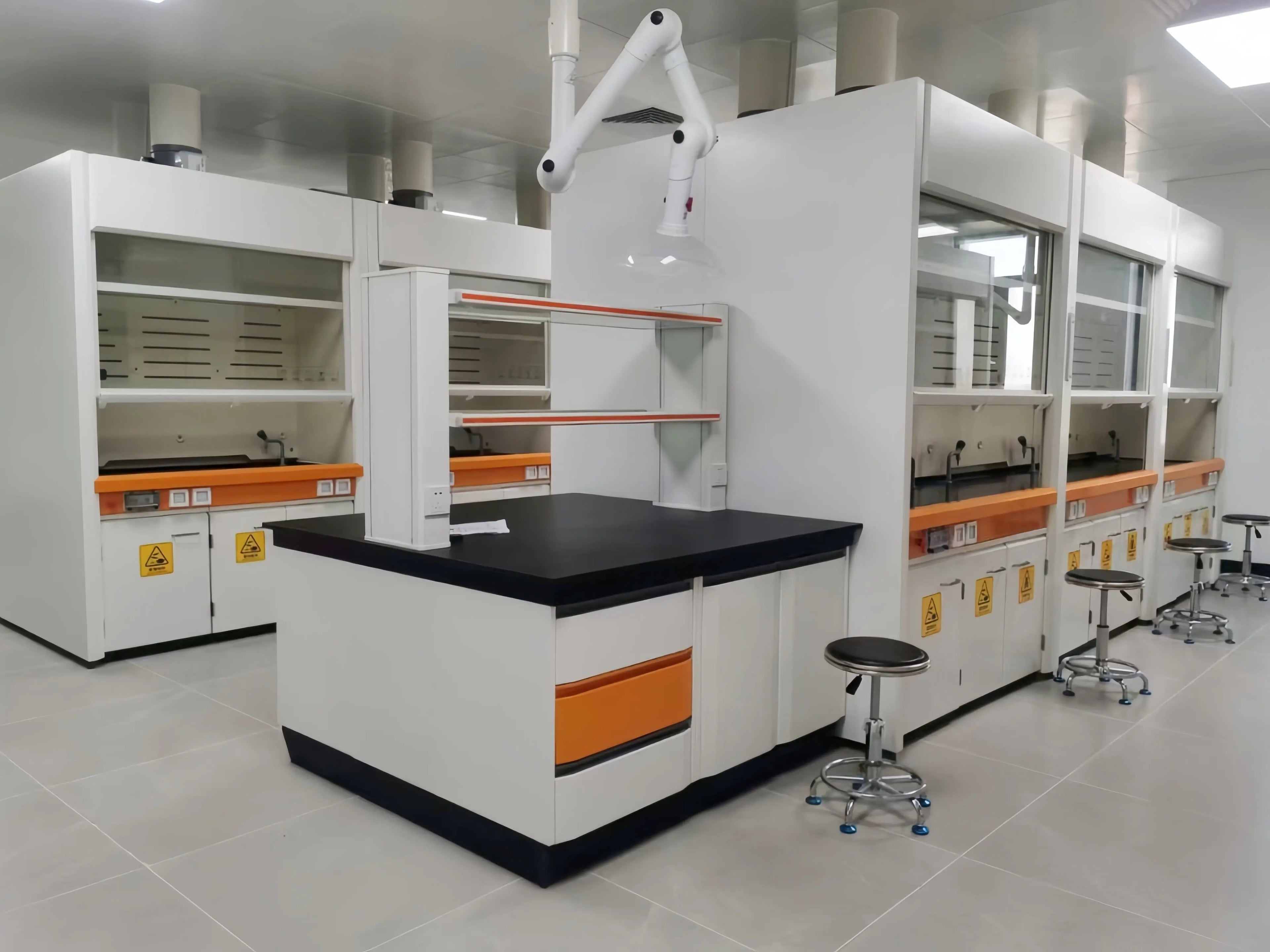 Chemical Resistance Laboratory Furniture Lab Benches Work Bench Lab Workstation With Shelves And Sink