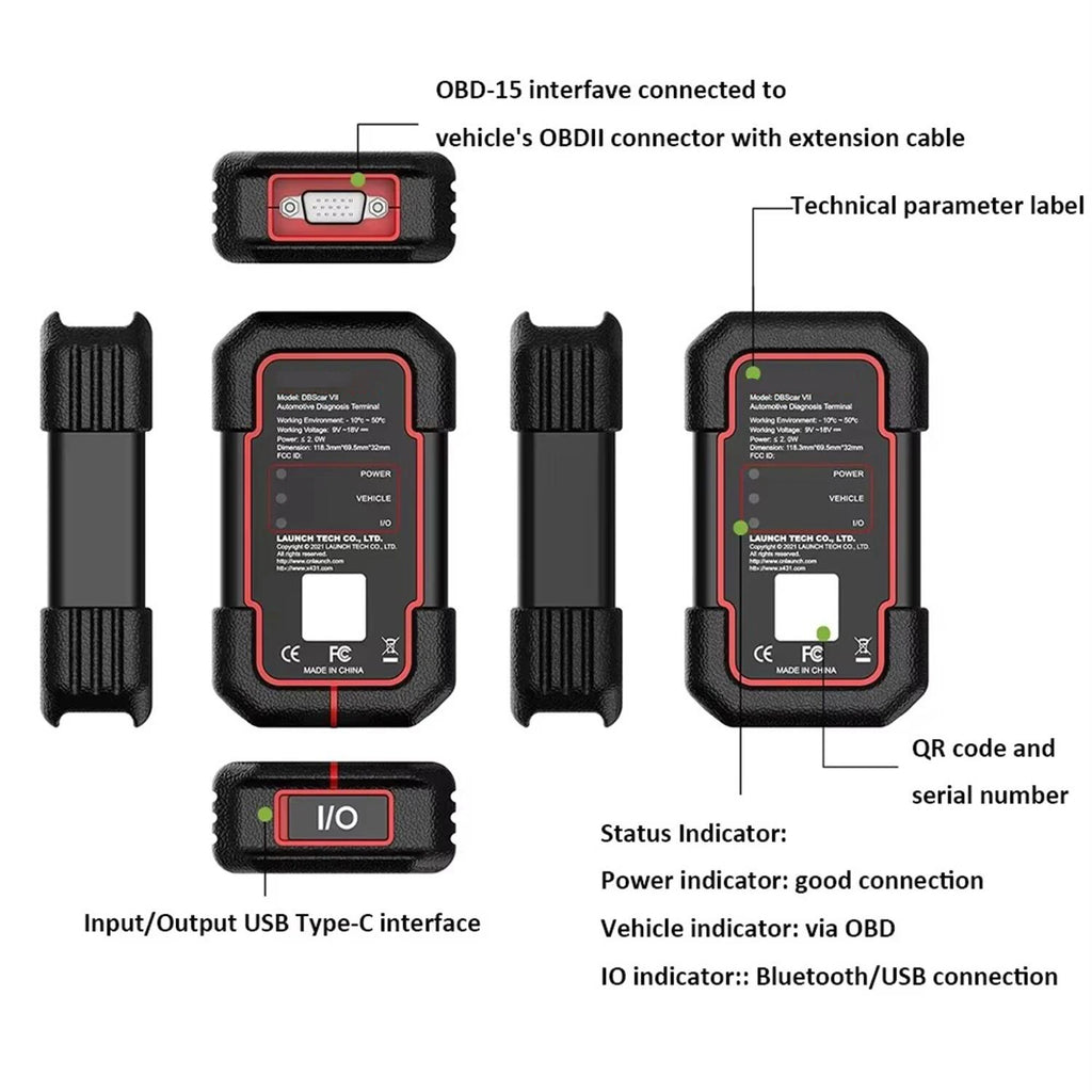 X431 DBScar7 DBScar VII Bluetooth Scanner 9884 Bluetooth Connector DBSCAR Scanners Work CAN FD Protocols Tool fo DZ/XD/XP/PD
