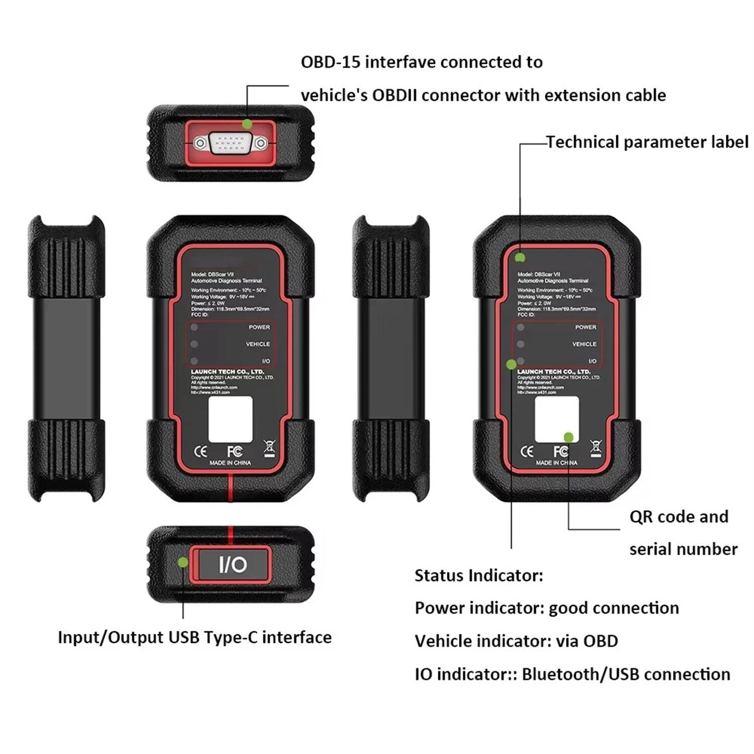 X431 DBScar7 DBScar VII Bluetooth Scanner 9884 Bluetooth Connector DBSCAR Scanners Work CAN FD Protocols Tool fo DZ/XD/XP/PD