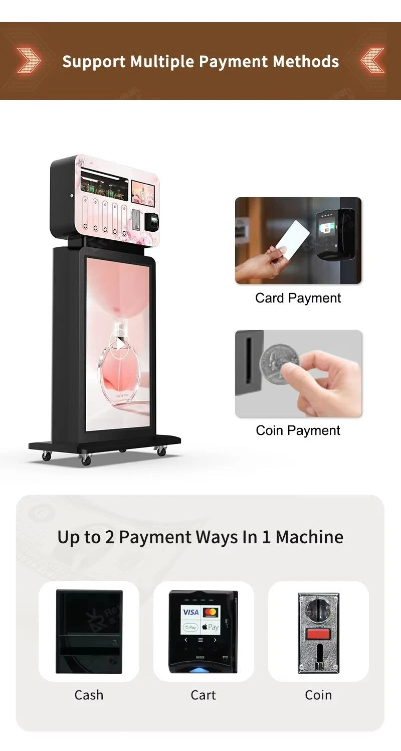High Efficiency Customized Commercial Street Freestanding Perfume Spraying Fully Automatic Vending Machine