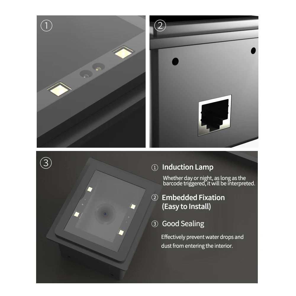 Embedded Barcode Scanner Self-Induction 1D/2D/QR Bar Code Reader Module USB Scanner for Gate Machine Tickets Checking Mobile Pay