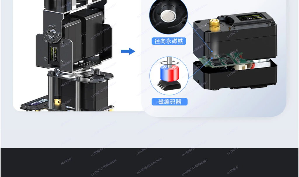 5 + 1 degree of freedom high torque bus rudder robotic arm ESP-NOW wireless control ROS2 programming education