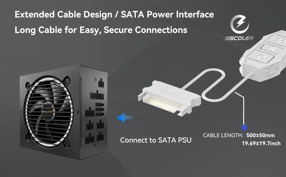 GSCOLER Controller Supports 5V ARGB DIY devices SATA power interface Dual-mode control of lights and speed
