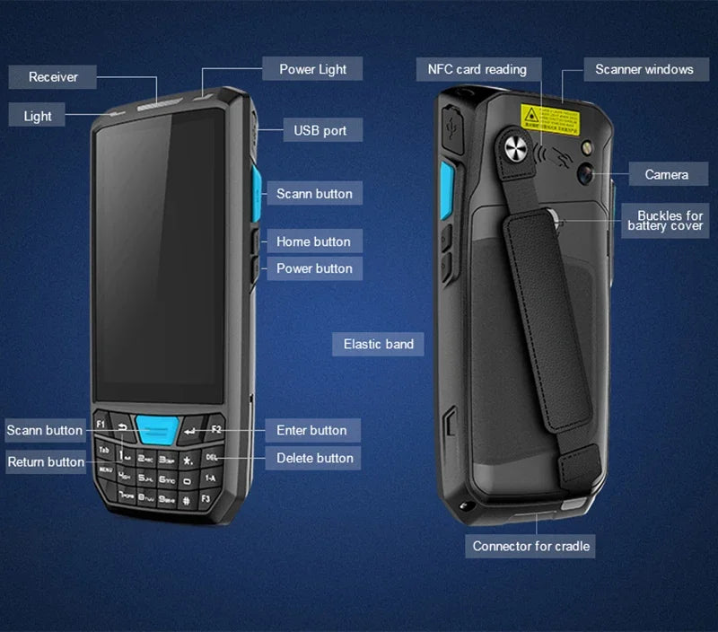 RUGLINE PDA Android Handheld Terminal Honeywell Barcode Scanner 1D 2D QR Portable Data Collector Terminal Device With 4G NFC
