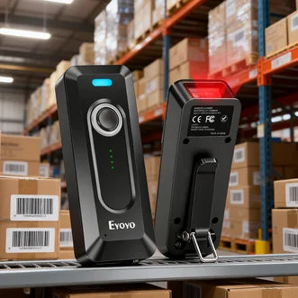 Eyoyo 2D Barcode Scanner Portable Mini Bluetooth Wireless with Clip 2000mAh Battery with Level Indicator QR Bar Code Reader