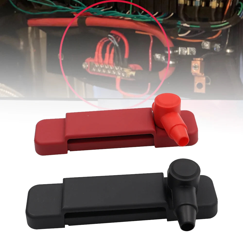 12 Terminal Distribution Block Bus Bar DC 48V 12P Wiring Bars Busbar with Covers + Ring Terminals for Automobiles RV Yacht