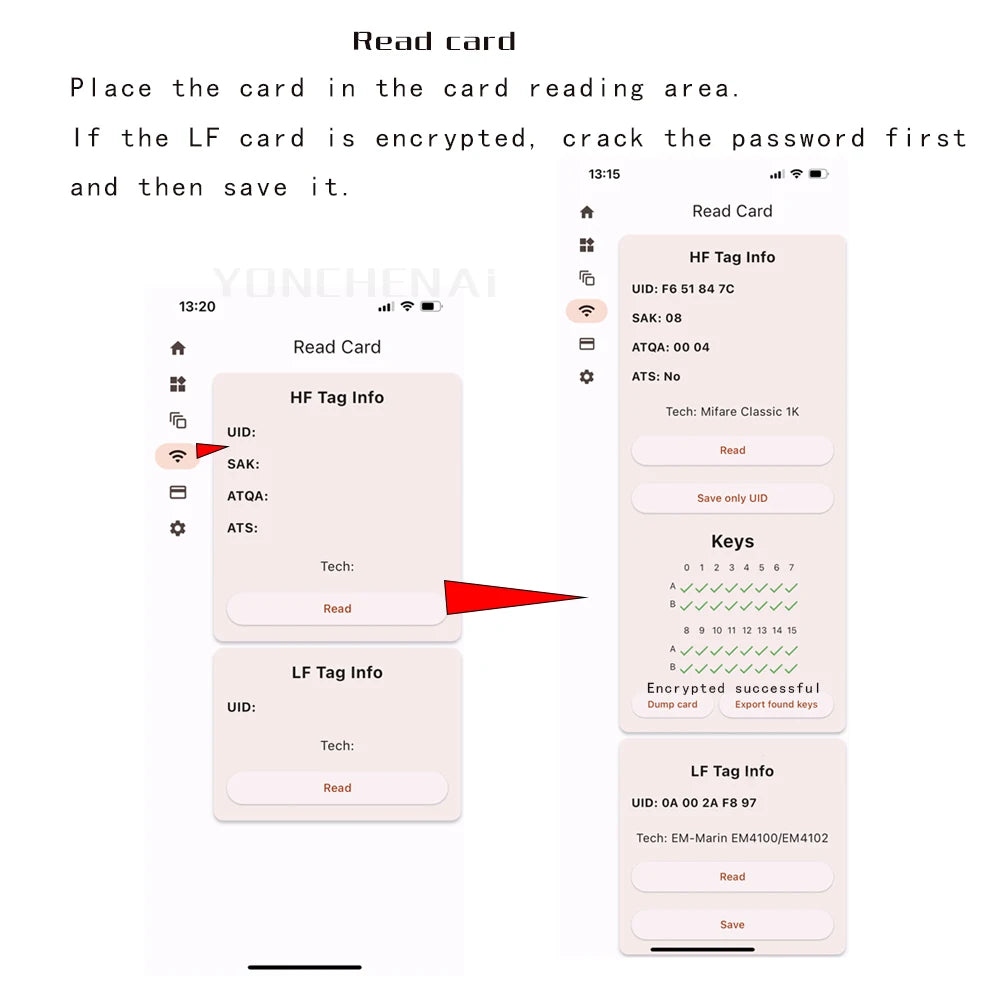 RFID Chameleon Smart Chip Reader ISO14443 Key Detection EM125KHZ IC 13.56Mhz Badge Decode  RFID emulator